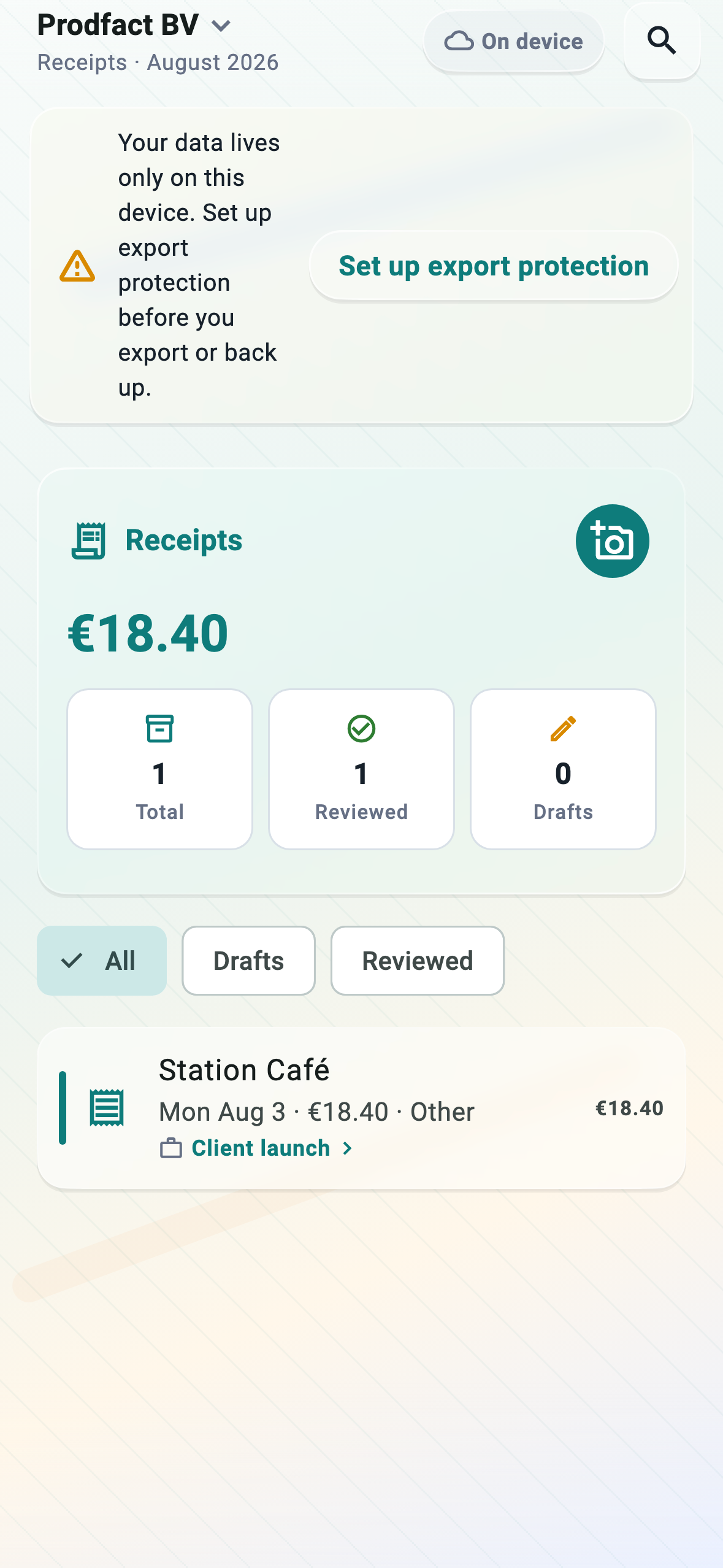Receipt review screen
