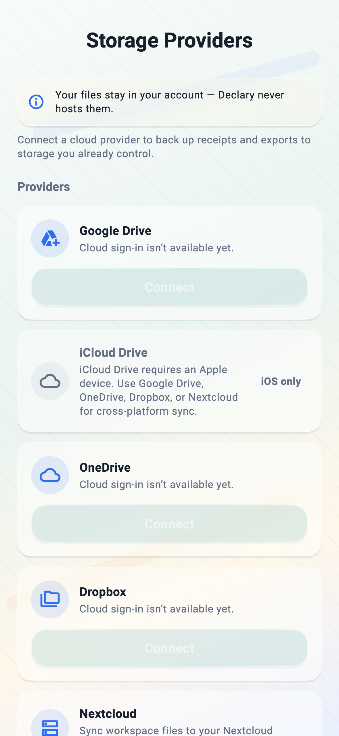Storage providers for your own cloud backup